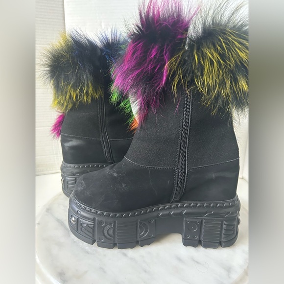 ANTHONY WANG PLANET-11 PLATFORM BOOTS NUBUCK/FAUX-FUR PLATFORM BOOTS - Picture 6 of 9